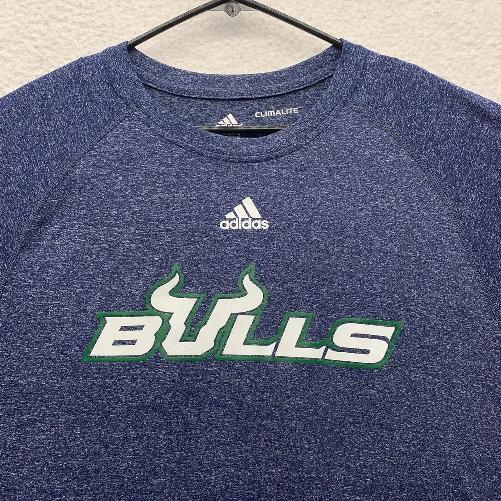 Adidas South Florida Bulls T-Shirt Mens Large L Blue Climalite #8 McDonald NCAA